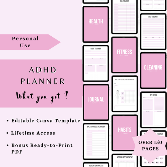 All in One ADHD Life Planner Bundle with PLR & MRR Rights