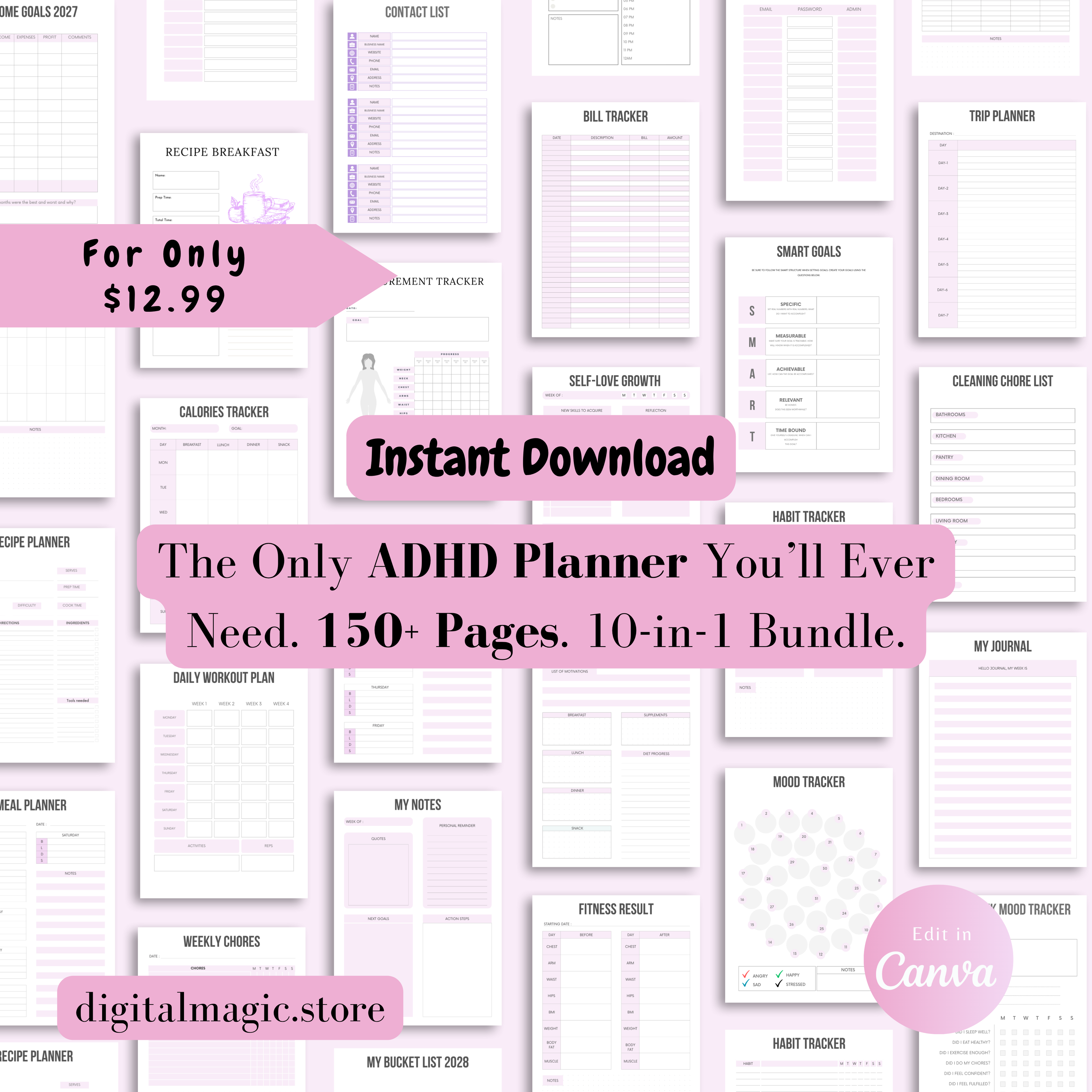 All in One ADHD Life Planner Bundle with PLR & MRR Rights